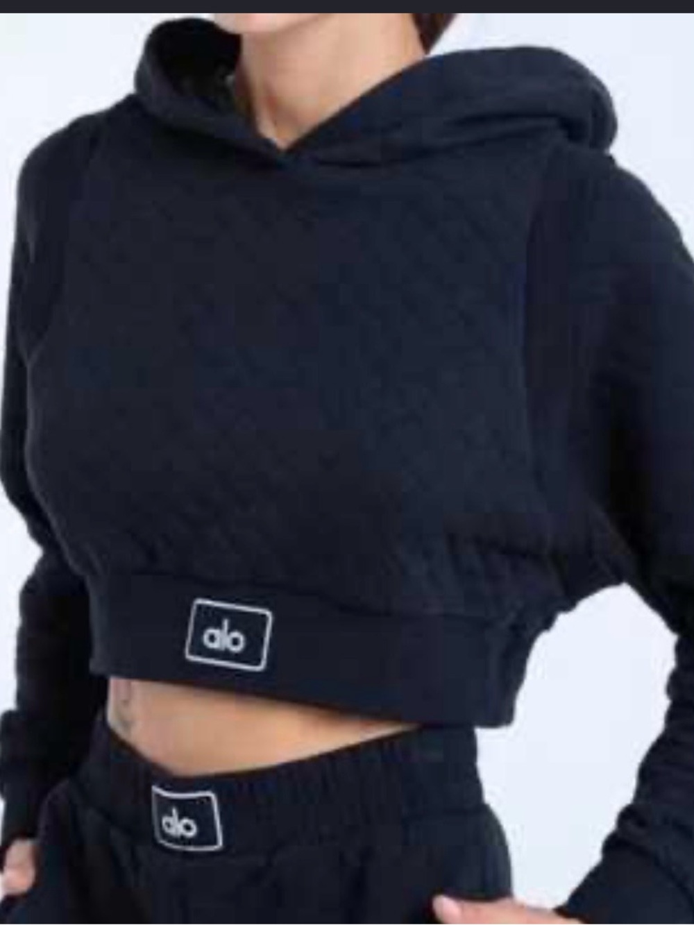 Alo Women’s Black Cropped Hoodie sz M